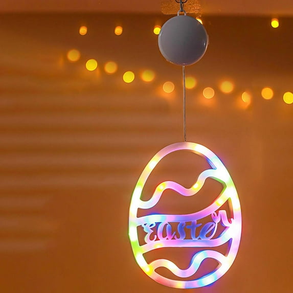 Deeceymbur Easter LED Light Suction Cup Decoration Bunny Egg Design Battery Operated Window Lantern for Party Home Spring Decor