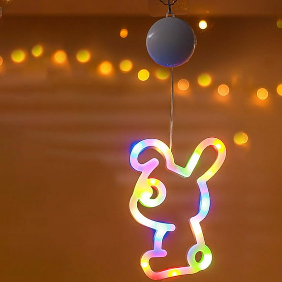 Deeceymbur Easter LED Light Suction Cup Decoration Bunny Egg Design Battery Operated Window Lantern for Party Home Spring Decor