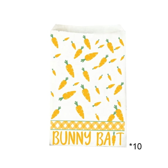 Deeceymbur Easter Paper Bag Set of 10 Bunny Design Drawstring Candy Bags for Easter Treats Party Favors Gift Bags Holiday Decorations