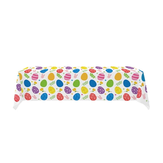Deeceymbur Easter Tablecloth Plastic Waterproof Disposable Party Decor for Indoor Outdoor Birthday Celebration with Rabbit Egg Patterns