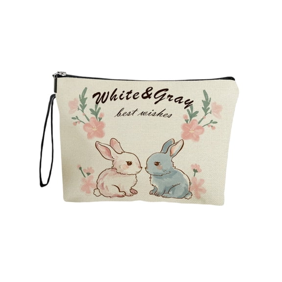 Deeceymbur Easter Travel Toiletry Bag Portable Wash with Anti Slip Chain Handle for Holiday Gifts Outdoor Camping Beach Multicolor Linen