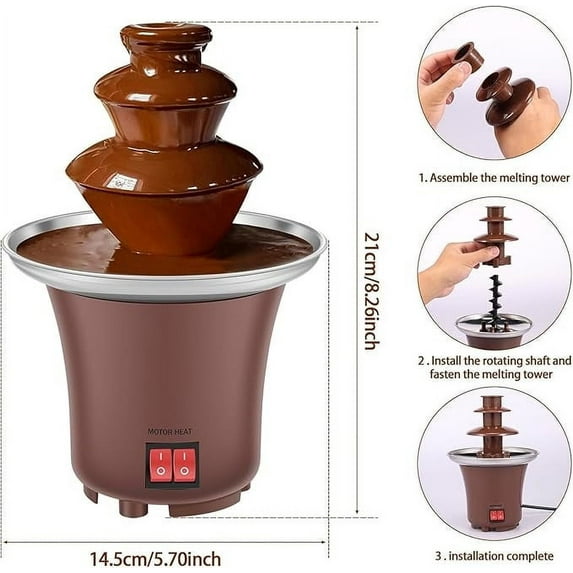 Deeceymbur Electric Chocolate Fountain Machine 3 Tier Stainless Steel Chocolate Cheese Melting Machine for Parties Weddings