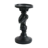Deeceymbur Elegant Gothic Skeleton Candlesticks Heat Resistant Resin Material Spooky Mantel Decor for Halloween Home Party 7.09x3.54in
