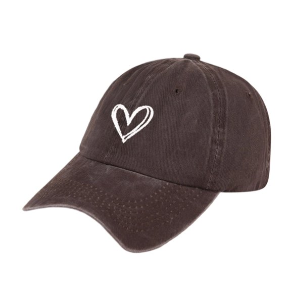 Deeceymbur Embroidered Heart Dad Hat - Unstructured Soft Canvas Baseball Cap with Adjustable Strap Back, Casual Strapback Cap