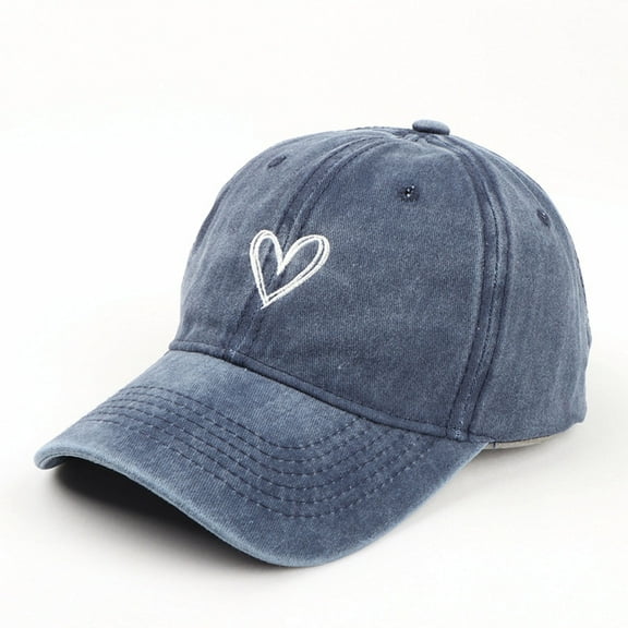 Deeceymbur Embroidered Heart Dad Hat - Unstructured Soft Canvas Baseball Cap with Adjustable Strap Back, Casual Strapback Cap