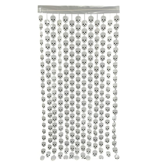 Deeceymbur Extra Long Skull Beaded Curtain Halloween Decorations for Doorways Aisles Windows Spooky Party Supplies 79x39in