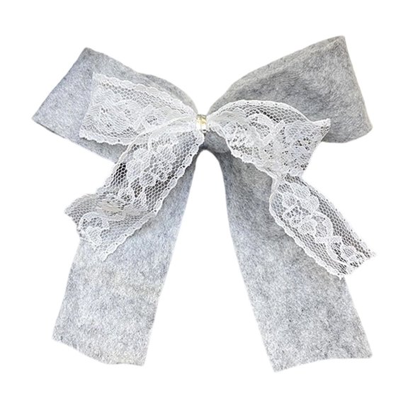 Deeceymbur Fabric Bow with Lace Edge for Christmas Tree Decoration Gift Wrapping Holiday Accent