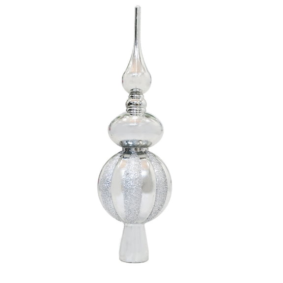 Deeceymbur Festive Style Plastic Plated Gourd Christmas Tree Topper Multi Purpose Home Xmas Decor 2.6x9in
