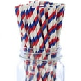 thumbnail image 1 of Deeceymbur Flag Straws Disposable Party Straws Decoration Independence Day Classic Red And Blue Two-color Paper Straws 50pc, 1 of 7
