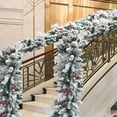 thumbnail image 1 of Deeceymbur Flocked Snow Rattan Christmas Garland 30 LED Lights Pinecones Red Berries for Fireplace Staircase Home Decor Winter 70.87x11.82in, 1 of 8