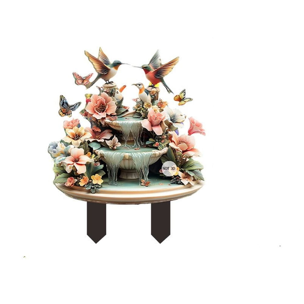 Deeceymbur Flowers Birds Flowing Water Dreamlike 2D Flat Acrylic Floor ...