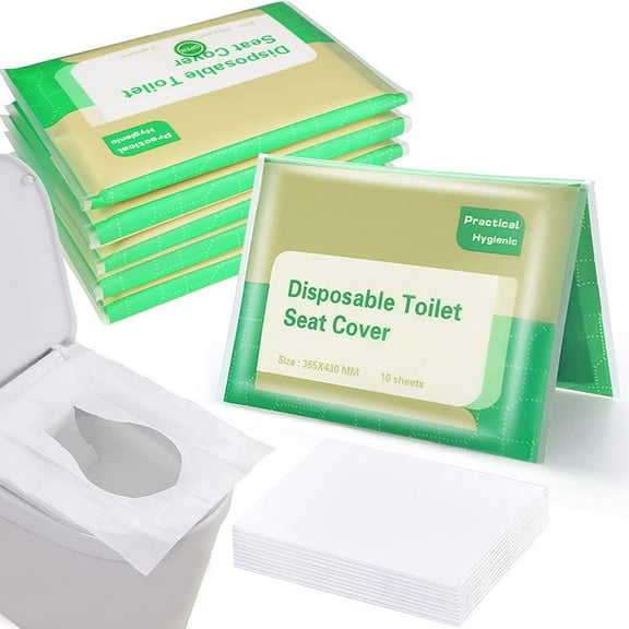 Deeceymbur Flushable Disposable Toilet Seat Covers - 5 Pack Large Waterproof Travel-Friendly Liners for Public Restrooms & Women Potty Training (Individually Wrapped)