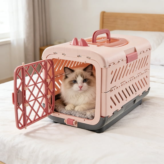 Deeceymbur Foldable Pet Travel Carrier Portable Crate Airline Approved 2 Way Entry Top Opening with Side Pocket for Dogs Cats Travel and Vet Visits