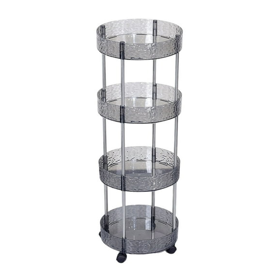 Deeceymbur Four Tier Tall Kitchen Bathroom Storage Rack Shelf Organizer with Wheels for Living Room Home Use Multi Layer Transparent High Capacity