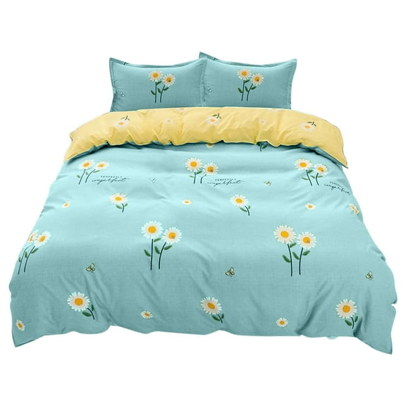 Deeceymbur Friendly Soft Dorm Bedding Set With Fresh Patterns Suitable for 70.86In Beds for Student Accommodation Blue