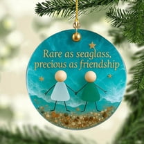 Deeceymbur Friendship Sea Glass Christmas Ornament Holiday Decor Coastal Beach Themed Gift for Friends Family Tree Hanging Decoration