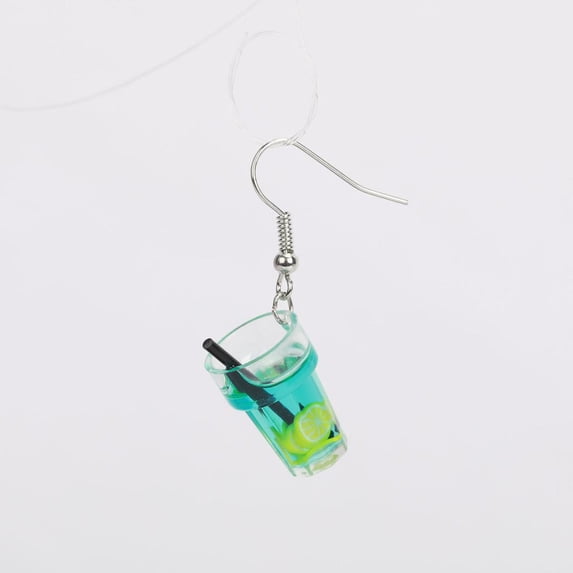 Deeceymbur Funny Exaggerated Fruit Tea Lemon Theme Earrings Resin Crystal Tassel Dangle for Women Party Club Costume Accessories Eye Catching Fashion
