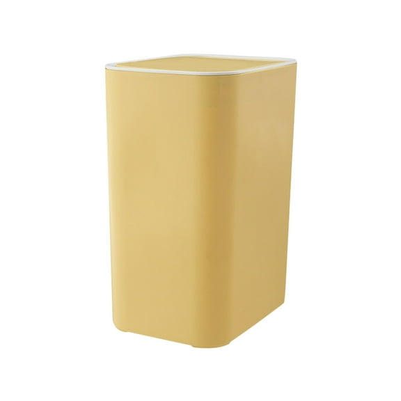 Deeceymbur Garbage Cans 8L Push-Type Trash Can with Lid and Deodorizer for Living Room Kitchen and Bathroom Home Use Yellow
