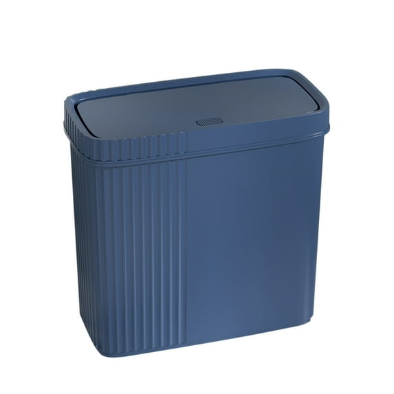 Deeceymbur Garbage Cans Bathroom Trash Can with Press Lid Plastic Wastebasket with Popup Lid for Toilet Office Bedroom Living Room Blue