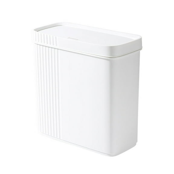 Deeceymbur Garbage Cans Push-Type Trash Can with Lid and Deodorizer for Living Room Kitchen and Bathroom Home Use White-S