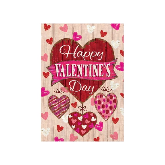 Deeceymbur Garden Flag Valentine Day Double Sided Outdoor Decoration Reversible Linen Fabric for Yard Patio Welcome Sign