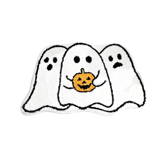 Deeceymbur Ghost Pumpkin Shaped Bath Mat Halloween Fall Thanksgiving Absorbent Soft Non Slide Entryway Floor Rug
