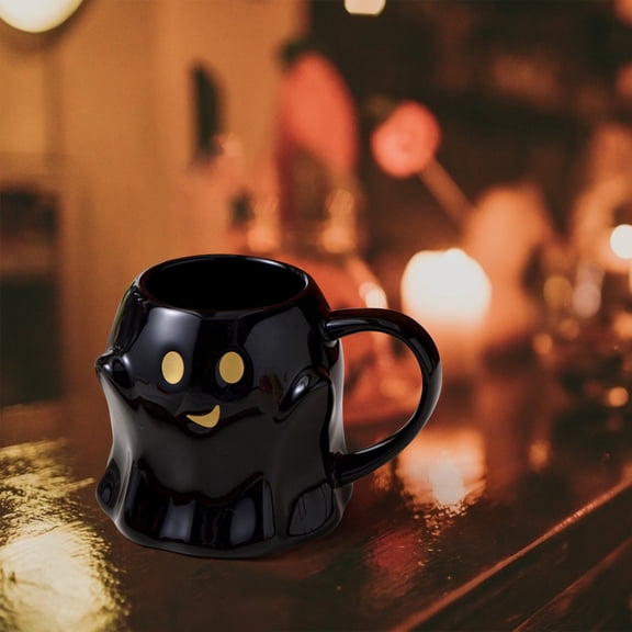 Deeceymbur Ghost Themed Ceramic Coffee Mug 440ml Capacity with Handle Hot Cold Beverages 3.8x2.3in