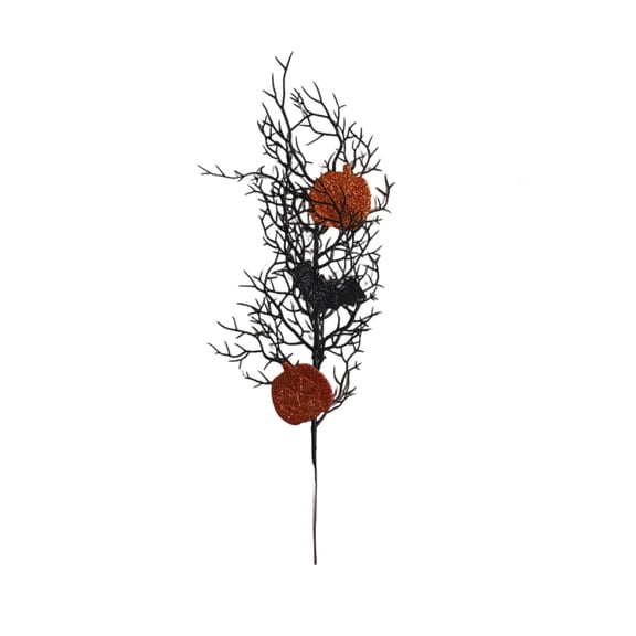 Deeceymbur Glitter Pumpkin Bat Bug Twig Floral Pick Vase Insert Decor for Indoor Table Yard Home Arrangement