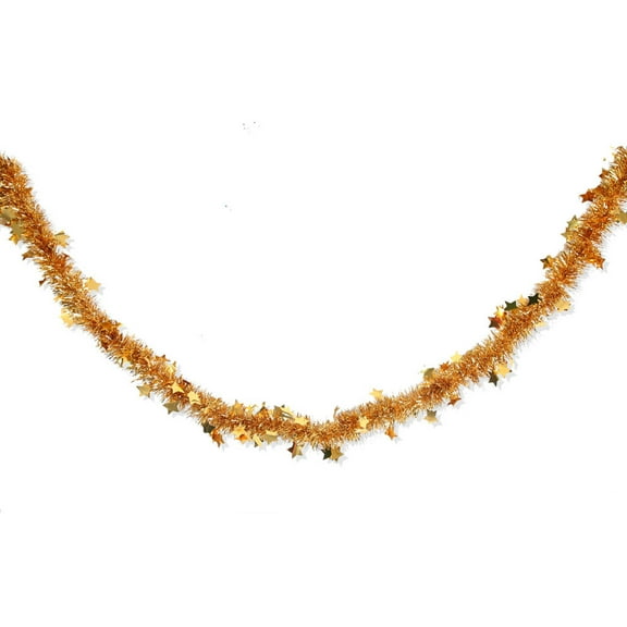 Deeceymbur Gold Christmas Tinsel Garland Thickened Encrypted Star Pattern Decorative Strip for Holiday Party Christmas Tree Decoration