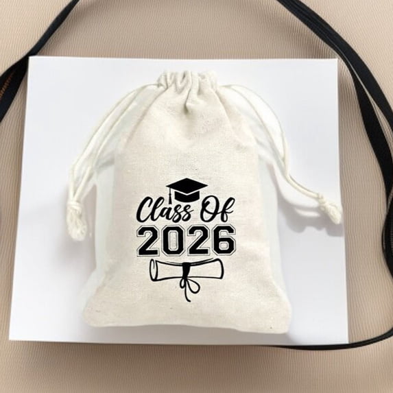 Deeceymbur Graduation Drawstring Bag with Cap Scroll Design Class of Party Favor Pouch Graduation Gift Packaging Bag