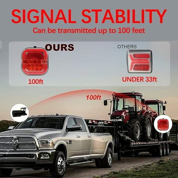 Deeceymbur Guide Square Magnetic Trailer Lights - Waterproof LED Tail Lights for Truck/RV/Camper, 100ft Signal Range, No Wiring Needed (Ip65)