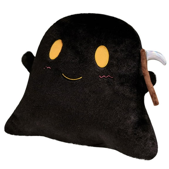 Deeceymbur Halloween Black Ghost Pillow 13.8x11.8in Cute Scythe Wielding Super Soft Spooky Decorative Cushion Home Party