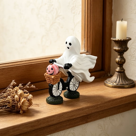 Deeceymbur Halloween Cute Ghost Resin Ornament Spooky Decor Piece for Home Party Decoration Gift
