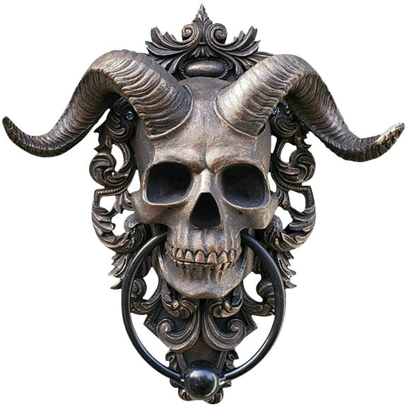 Deeceymbur Halloween Door Hanging Skeleton Sheep Head Resin Wall Hanging for Spooky Holiday Decor M