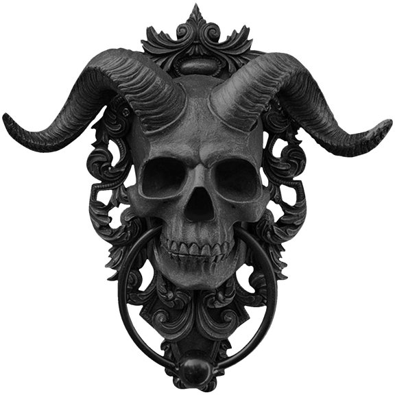 Deeceymbur Halloween Door Hanging Skeleton Sheep Head Resin Wall Hanging for Spooky Holiday Decor M