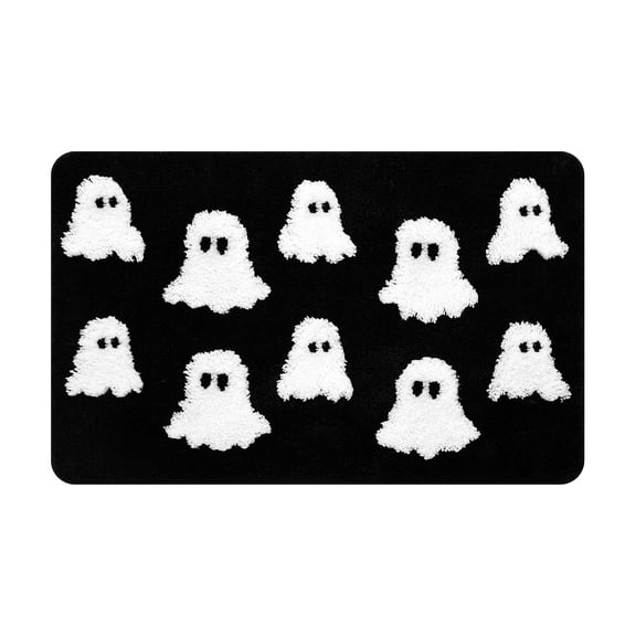 Deeceymbur Halloween Ghost Pattern Bath Floor Mat Plush Non-slip Rug Spooky Festive Decor for Bathroom Bedroom Living Room Soft Absorbent Floor Carpet