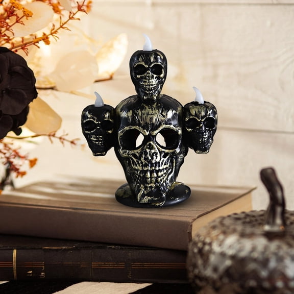 Deeceymbur Halloween Skull Ghost Mask Lantern 5.9x4.72x3.54in Horror LED Glowing Candle Lamp