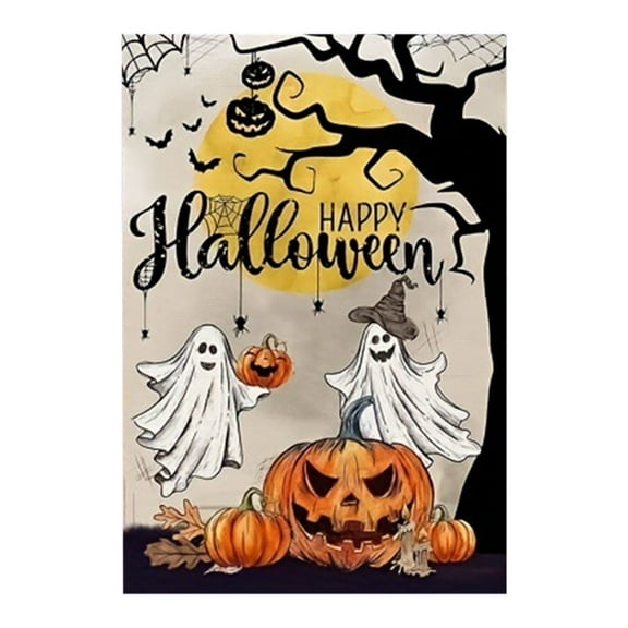 Deeceymbur Halloween Theme Linen Garden Flag Double Sided Welcome Flag for A Seaso L Door Multicolor