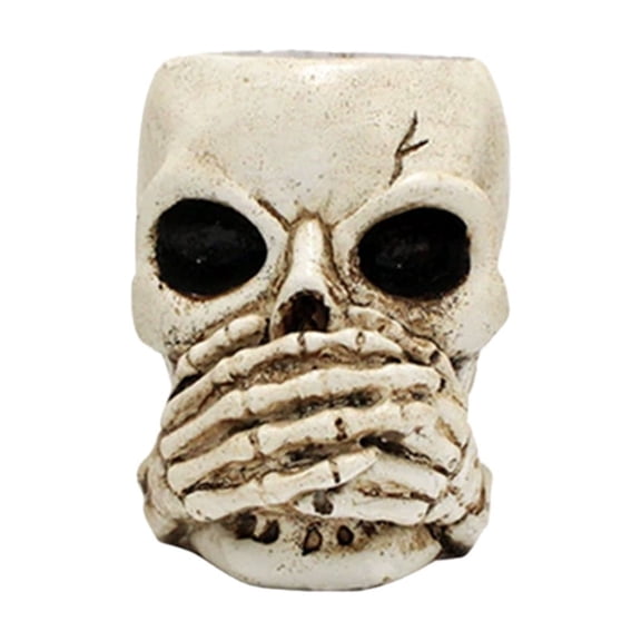 Deeceymbur Halloween Themed Skull Flower Pot Multi Use Desktop Decor Creative Gift Office Home Planter 2.36x3.51x3.54in