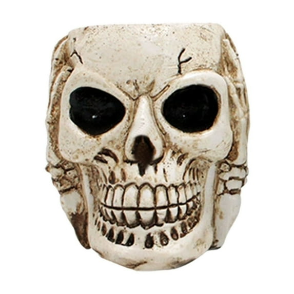 Deeceymbur Halloween Themed Skull Flower Pot Multi Use Desktop Decor Creative Gift Office Home Planter 2.36x3.51x3.54in