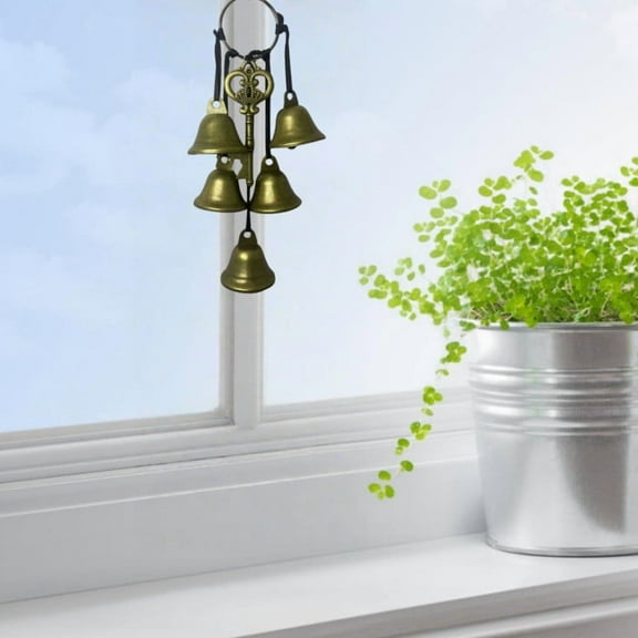 Deeceymbur Halloween Witch Door Bell Hanging Knob Wind Protection Chime Decor Vintage Energy Hanger Decorative Kitchen Alert Christmas Home Indoor Opening Brass Cast Copper Crafts Decoration