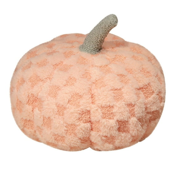 Deeceymbur Halloween Wool Filled Checkered Pumpkin Pillow Plush Softness Festive Halloween for Home Decor Gifting 5.90x5.90x7.87in