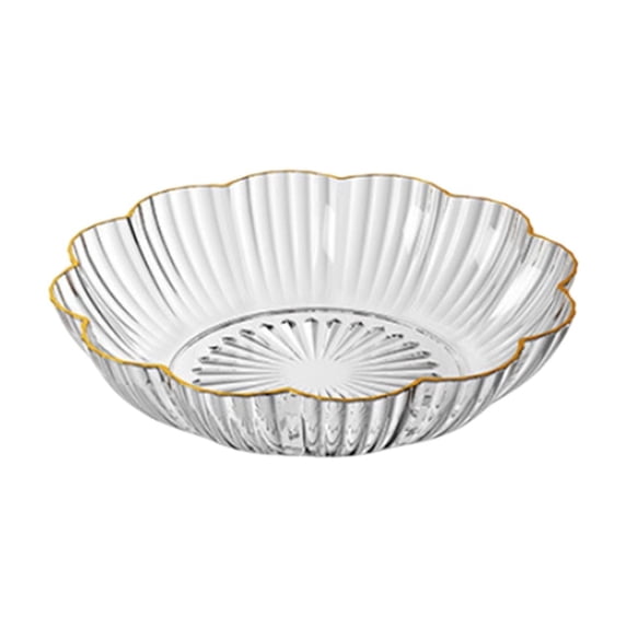 Deeceymbur Hammered Gold Trim Fruit Bowl Snack Plate Candy Dish Decorative Serving Tray for Living Room Coffee Table with Stackable Storage