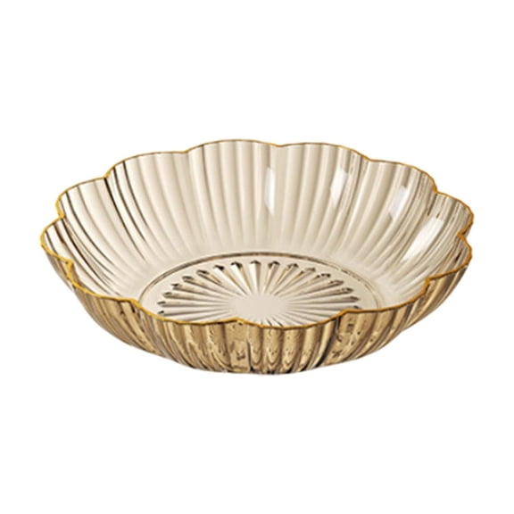 Deeceymbur Hammered Gold Trim Fruit Bowl Snack Plate Candy Dish Decorative Serving Tray for Living Room Coffee Table with Stackable Storage