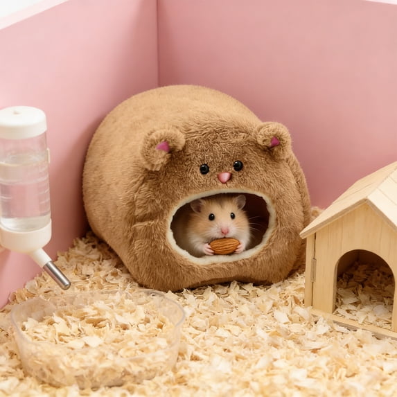 Deeceymbur Hamster Warm Sleeping Bag Hideout Soft Fluffy Pet Cave Bed for Hamsters Gerbils Cozy Winter Bed with Removable Washable Cover