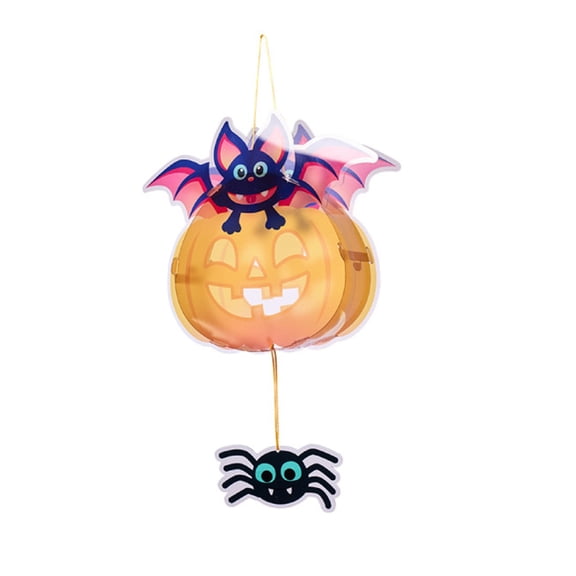 Deeceymbur Handheld LED Light Up Paper Pumpkin Bucket with Handle Halloween Portable Candy Pail Decor