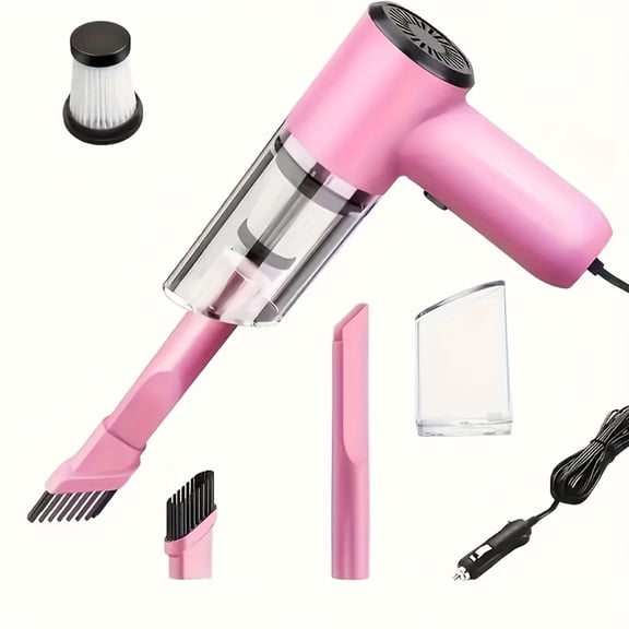 Deeceymbur Handheld Powerful Suction 12V Car Vacuum Cleaner Foldable Design with Multiple Brush Attachments Washable Filter Lighter Plug Mini Pet Hair Remover for Home Auto
