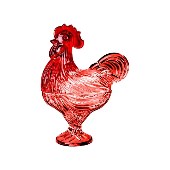 Deeceymbur Handmade Glass Rooster Candy Jar with Lid Chicken Shape Storage Container for Dry Fruits Nuts Cookies Kitchen Pantry Living Room Decor
