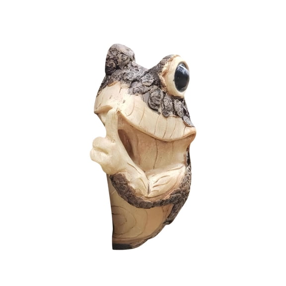 Deeceymbur Hanging Frog Resin Ornament for Garden Tree Patio Whimsical Outdoor Decor Realistic Bark Texture Playful Design