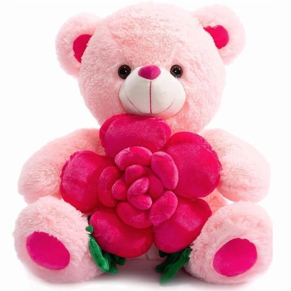 Deeceymbur Heart Design Stuffed Bear Doll 12 Inch Large Plush Teddy Soft Snuggle Home Decor Accent Gift Celebrations Daily Comfort